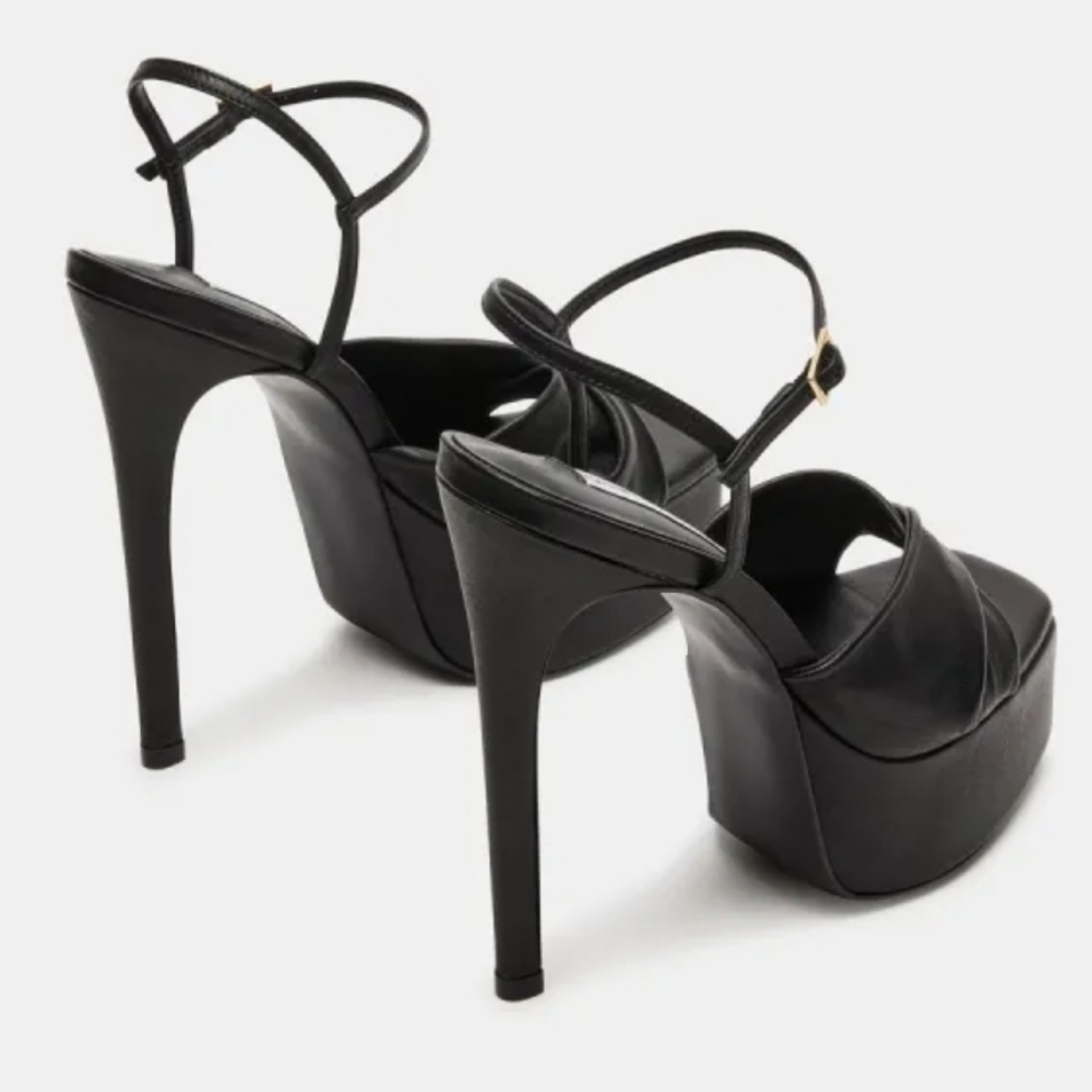 Steve Madden Maricella black twisted strap vamp platform stilettos heels size 10 - Picture 3 of 10